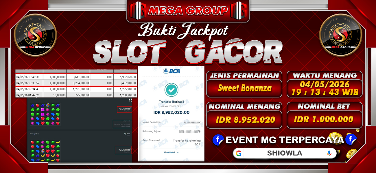 Bukti JP situs Shiowla hari Senin, 04 Mei 2026