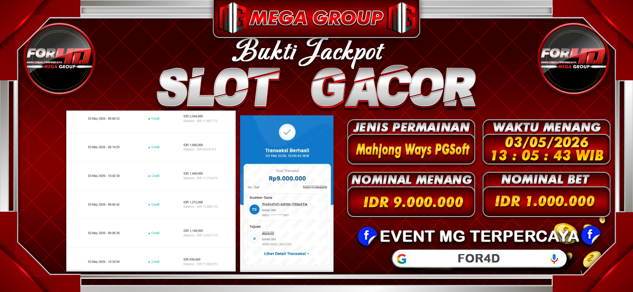 Bukti JP situs For4D hari Senin, 04 Mei 2026