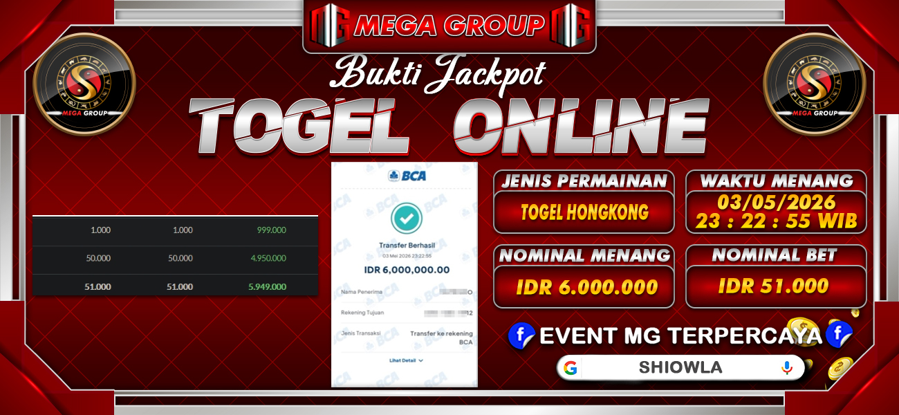 Bukti JP situs Shiowla hari Senin, 04 Mei 2026