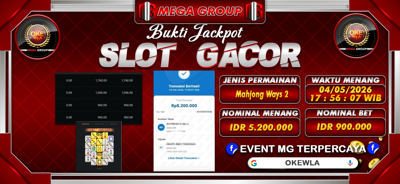 Bukti JP situs Okewla hari Senin, 04 Mei 2026