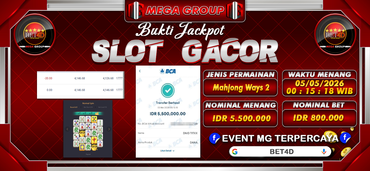 Bukti JP situs Bet4D hari Senin, 04 Mei 2026