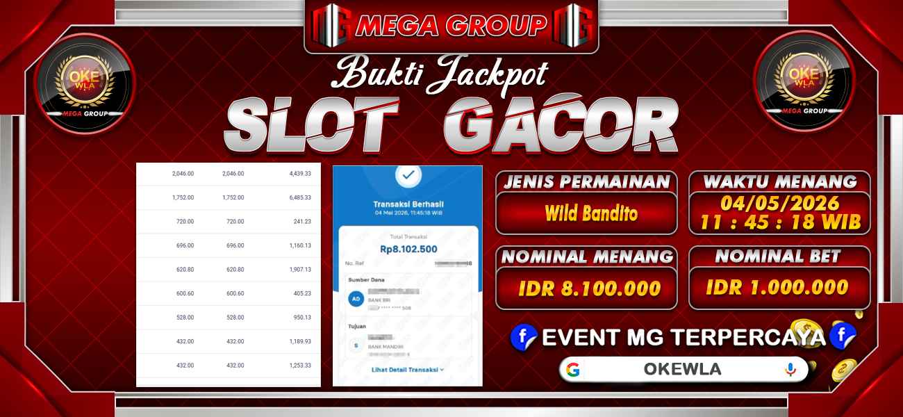 Bukti JP situs Okewla hari Senin, 04 Mei 2026