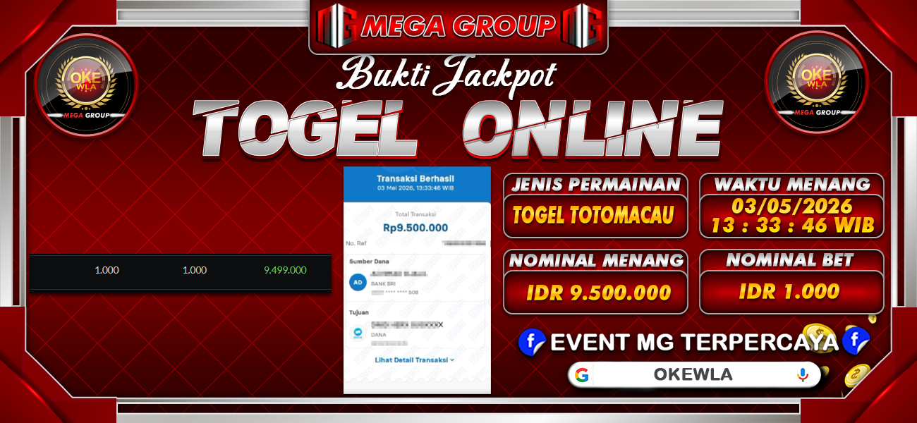 Bukti JP situs Okewla hari Senin, 04 Mei 2026